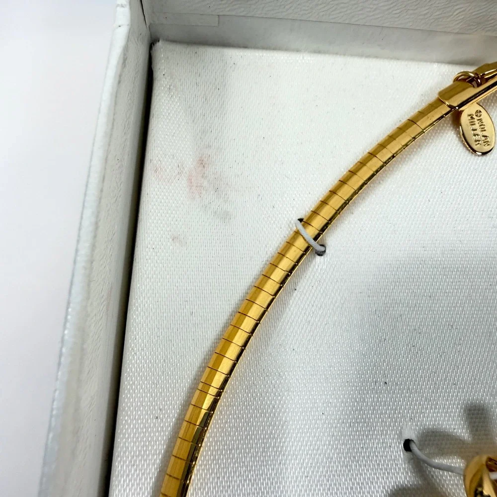 Nolan Miller Glamour Collection Gold Tone Omega Necklace 3 Slide Pendants Set